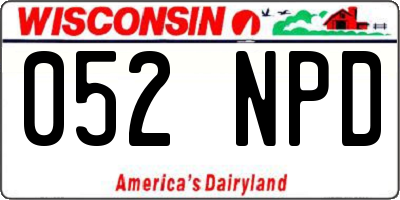 WI license plate 052NPD