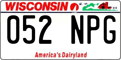 WI license plate 052NPG