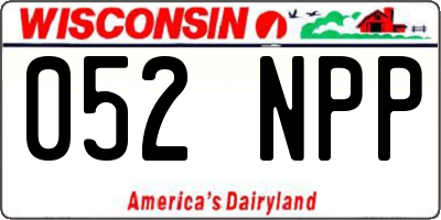 WI license plate 052NPP