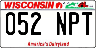 WI license plate 052NPT