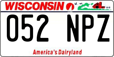 WI license plate 052NPZ