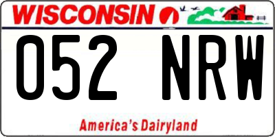 WI license plate 052NRW