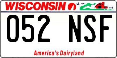 WI license plate 052NSF