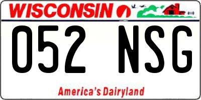 WI license plate 052NSG