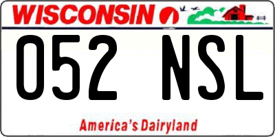 WI license plate 052NSL