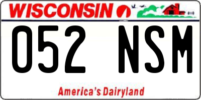 WI license plate 052NSM