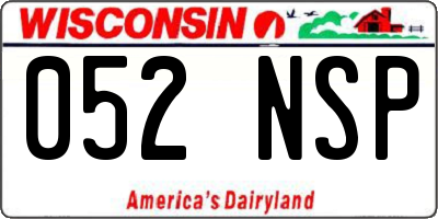 WI license plate 052NSP