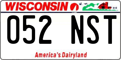 WI license plate 052NST