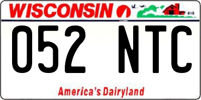 WI license plate 052NTC