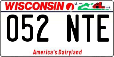 WI license plate 052NTE