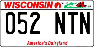 WI license plate 052NTN