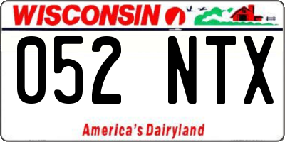 WI license plate 052NTX