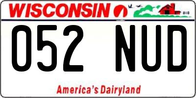 WI license plate 052NUD