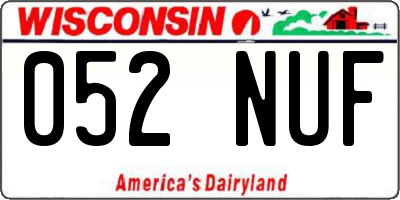 WI license plate 052NUF