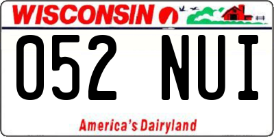 WI license plate 052NUI