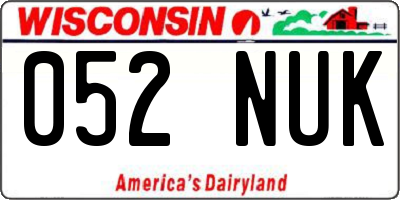 WI license plate 052NUK