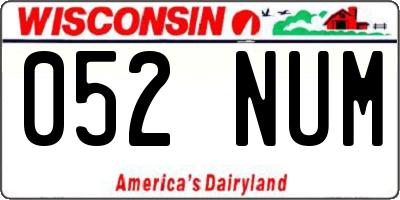 WI license plate 052NUM