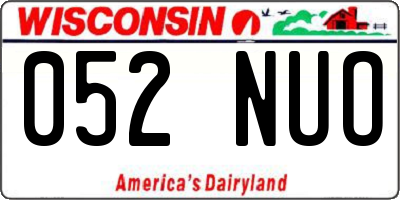 WI license plate 052NUO