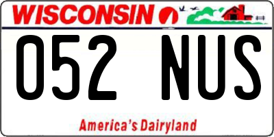 WI license plate 052NUS