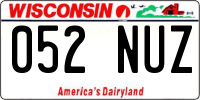 WI license plate 052NUZ