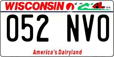 WI license plate 052NVO