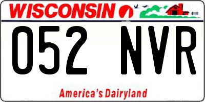 WI license plate 052NVR
