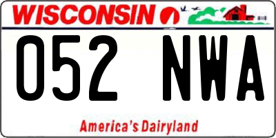 WI license plate 052NWA