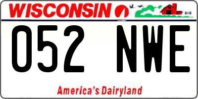 WI license plate 052NWE