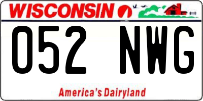 WI license plate 052NWG