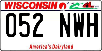 WI license plate 052NWH