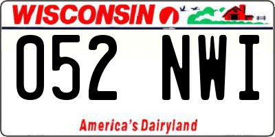 WI license plate 052NWI