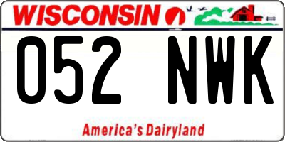 WI license plate 052NWK