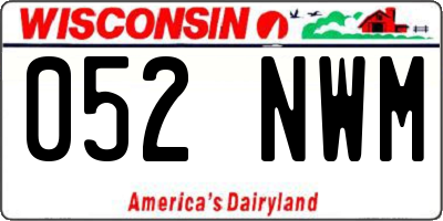 WI license plate 052NWM