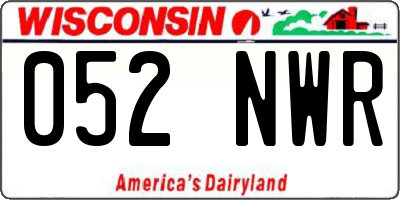 WI license plate 052NWR
