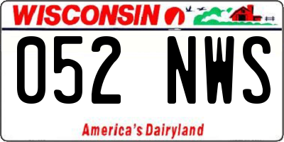 WI license plate 052NWS