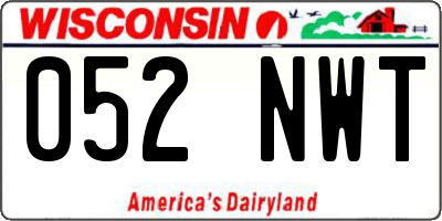 WI license plate 052NWT