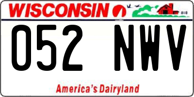 WI license plate 052NWV