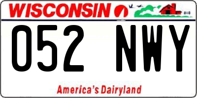 WI license plate 052NWY