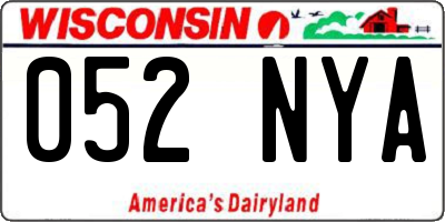 WI license plate 052NYA