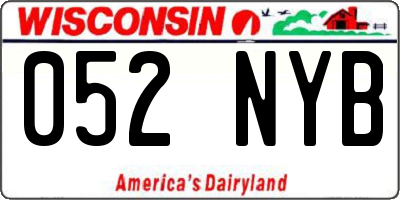WI license plate 052NYB