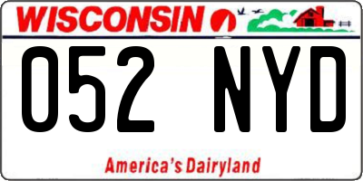WI license plate 052NYD