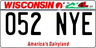 WI license plate 052NYE