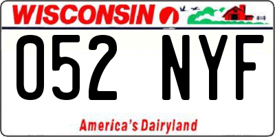 WI license plate 052NYF