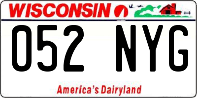WI license plate 052NYG