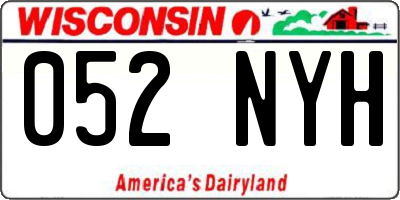 WI license plate 052NYH