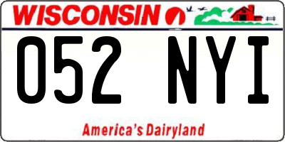 WI license plate 052NYI