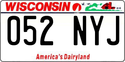 WI license plate 052NYJ