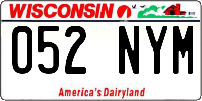 WI license plate 052NYM