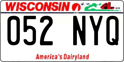 WI license plate 052NYQ