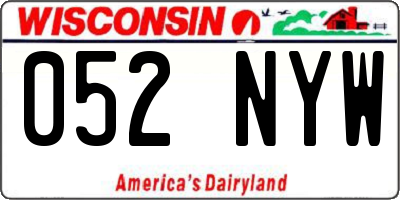 WI license plate 052NYW